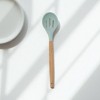 Unique Bargains Spoon Hand Wash Only Wooden Handle Slotted Spoon Silicone Wooden Handle 12.6" 1 Pc - 2 of 4