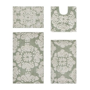 Medallion Collection 4 Piece 100% Cotton Tufted Bathroom Rug Set  with Non-Slip Backing, Machine Washable, Tumble Dry Bath Mat - 1 of 4