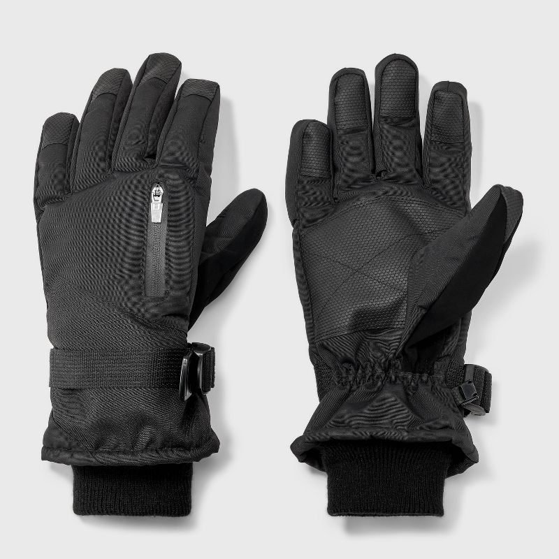 Men&#39;s Zip Pocket Repstop Ski Gloves - Goodfellow &#38; Co&#8482; Black, 1 of 5