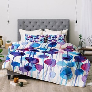 CMYKaren Abstract Watercolor Comforter Set Purple - Deny Designs - 1 of 4