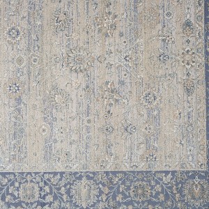 2' X 3' Blue and Beige Floral Area Rug - 1 of 4