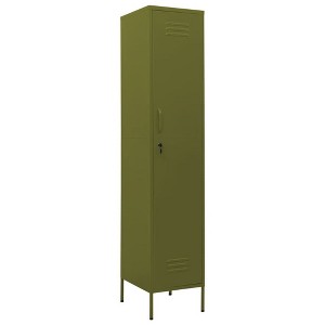 vidaXL Metal Storage Cabinet Storage Locker Organizer for School Office Steel - Olive Green - 1 of 4