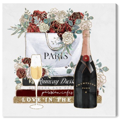 12" x 12" Shopping and Flowers Fashion and Glam Unframed Canvas Wall Art in Pink - Oliver Gal