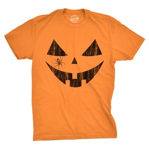 Mens Scary and Silly Pumpkin Face T Shirts Funny Halloween Jack O Lantern Smile Tees For Guys - Crazy Dog Men's T Shirt - 1 of 4