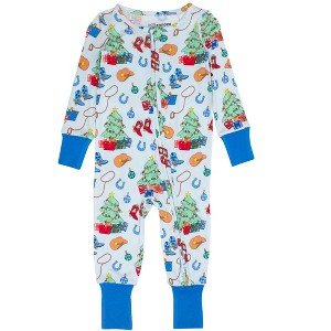 RuffleButts SoftSnooze Gender Inclusive Holiday Convertible One Piece Pajamas - 1 of 2