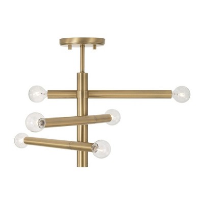 Capital Lighting Zane 6 - Light Semi-Flush Mount in  Aged Brass