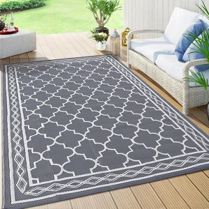 Outdoor Rug, Waterproof Reversible Patio Carpet,  Print Camping Rug, Geometric RV Mat for Deck, Balcony, Picnic & Beach - 1 of 4