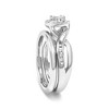 Silver 1/7 Cttw Diamond Halo Bypass Engagement Ring and Wedding Band Set - 4 of 4