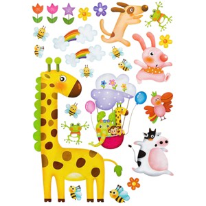 Slickblue Zoo Party Wall Art Stickers – Large & X-Large Vinyl Decals for Kids’ Rooms, Living Room, or Bedroom - 1 of 3