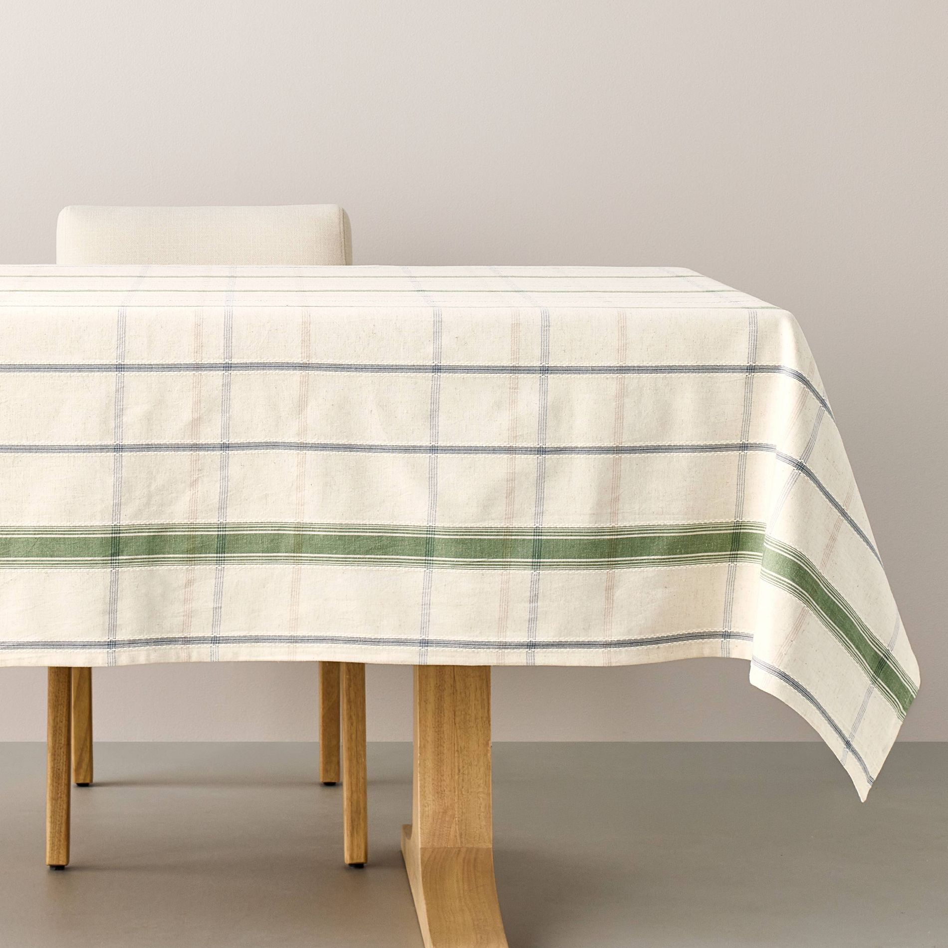 60"x84" Plaid Tablecloth Cream/Green - Hearth & Hand™ with Magnolia