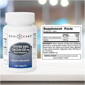 Gericare Oyster Shell Calcium 250mg With Vitamin D Tablet, 100 Ct - 1 of 4
