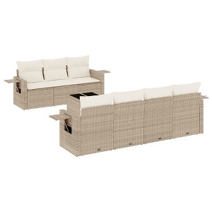 vidaXL 8 Piece Patio Sofa Set with Cushions - Beige and Cream - 1 of 4