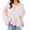Women's Pearl Embellished Daisy Natural Sweater - Peach Love - 2 of 3