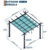 Woodgrain Aluminium Pergola Upgraded Retractable Outdoor Pergola with Canopy Modern Gazebo for Backyard, Patio, Porch, Grape Trellis - 3 of 4