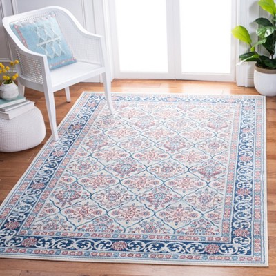 Brentwood 3' x 5' Blue and Beige Synthetic Area Rug