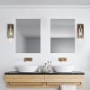 Globe Electric Dark Wood Toned Wall Sconce with Matte Brass Accents and Seeded Glass Shade - 2 of 4