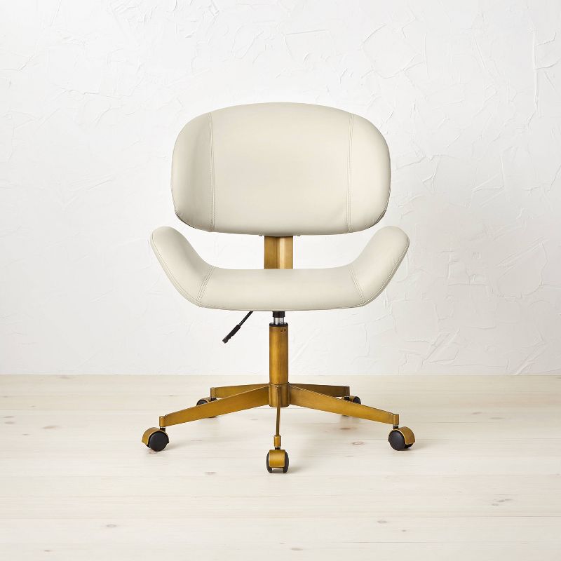 Mahonia Faux Leather Office Chair Cream/Aged Brass - Opalhouse&#8482; designed with Jungalow&#8482;, 4 of 11