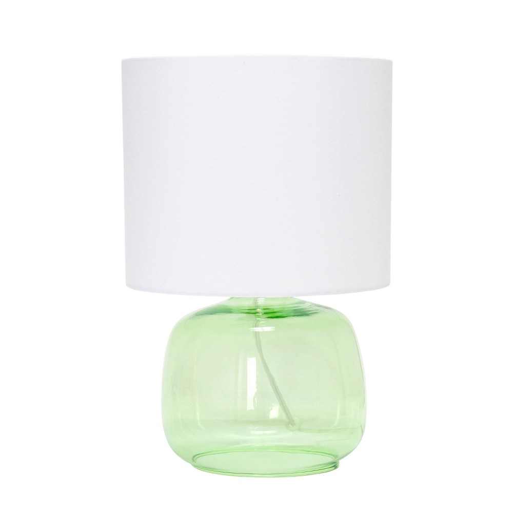 Photos - Floodlight / Street Light Glass Table Lamp with Fabric Shade Fresh Green - Simple Designs: No Assembly, ETL Listed, Drum Shade