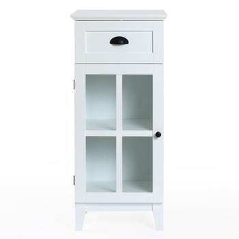 LuxenHome White MDF Wood Slim Bathroom Storage Cabinet