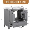 30" Bathroom Vanity with Single Sink, Bathroom Storage Cabinet with 2 Doors and a Drawer, Soft Closing - Leovsnove - 4 of 4