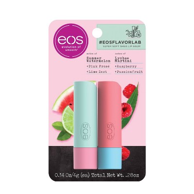 eos 100% Natural Lip Balm Sticks - Watermelon Fros&eacute; and Lychee Martini - 2pk/0.28oz