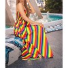 LA LEELA Women's Summer Rainbow Flag Smocked Swing Tube Top Dresses for Women One Size Multi Stripes - 2 of 4