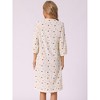 INSPIRE CHIC Women's Front Button 3/4 Sleeve Crew Neck Sleepdress with Pockets - 3 of 4