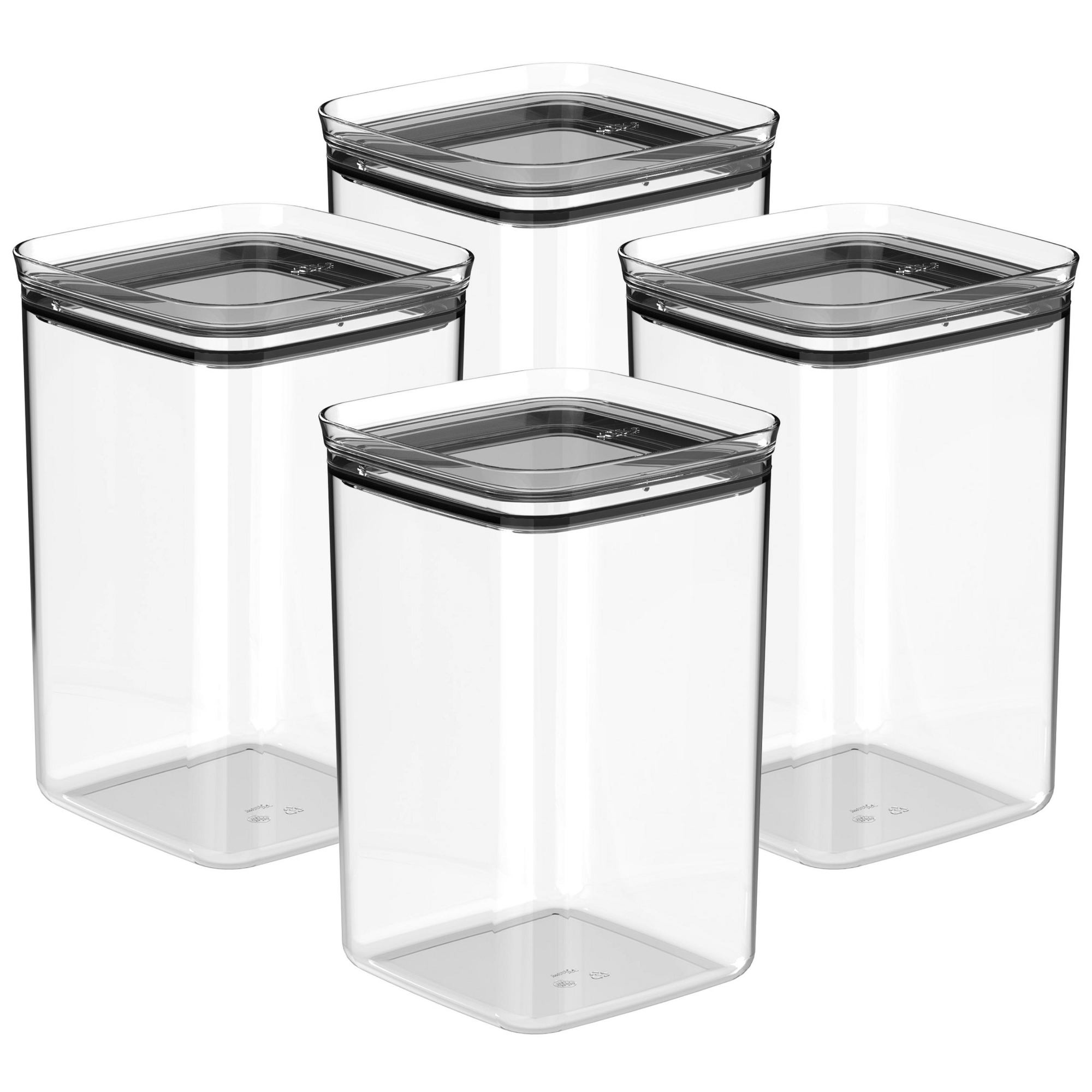 OU Airtight Food Storage Container 8pc (set of 4) BPA Free Clear Plastic Storage Container with Leak Proof Lid, Stackable Kitchen Pantry Organizer