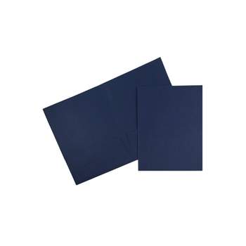 JAM Paper Two-Pocket Textured Linen Business Folders Navy Blue Bulk 50/Box 386LNAC