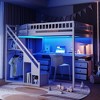 Whisen Twin Size Wooden Loft Bed with Desk and Shelves - 3 of 4
