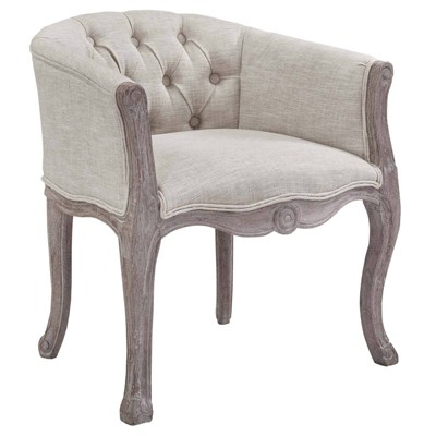 Crown Vintage French Upholstered Fabric Dining Armchair Beige - Modway