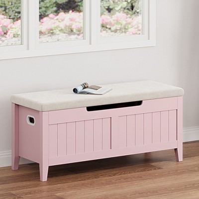 Storage Bench 39.4” Wooden Chest Storage Box with 2 Safety Hinges, Large Entryway Benches with Flip-Top, for Living Room, Bedroom, Easy Assembly