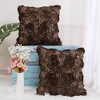 PiccoCasa Decorative Square 3D Satin Rose Flower Throw Pillow Cover 2 Pcs - 4 of 4