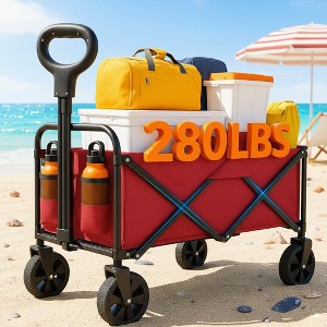 Foldable Collapsible Durable All Terrain Utility Pull Camp Beach Wagon - 1 of 4