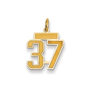 Black Bow Jewelry 14k Yellow Gold, Jersey Collection, Small Number 37 Pendant - 1 of 2