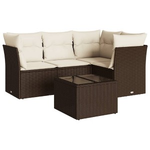 vidaXL Garden Sofa Set Brown and cream white - 1 of 4