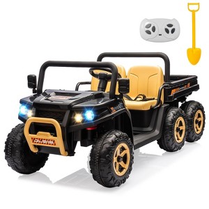 24V 4WD 6-Wheel All-Terrain Ride-on Dump Truck, 2-Seater UTV with RC, Electric Dump Bed & Shovel, Bluetooth Music, LED Headlights for Kids 3+ - 1 of 4