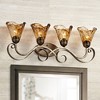 Franklin Iron Works Amber Scroll Rustic Wall Light Golden Bronze 29 1/2" Art Glass Fixture for Bedroom Bathroom Vanity Reading Living Room Hallway - 2 of 4