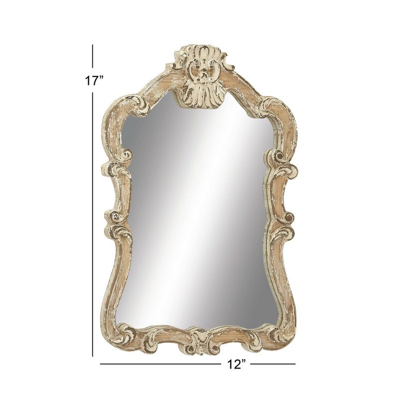 Wood Carved Acanthus Wall Mirror with Arched Top and Distressing Cream - Olivia &#38; May, 4 of 23