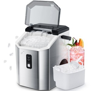R.W.FLAME Nugget Ice Maker Countertop, Portable Ice Maker Machine with Handle, Self-Cleaning, with Ice Scoop and Basket, Stainless Steel Silver - 1 of 4