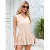Coolmee Women's Summer Top Casual V Neck Peplum Sleeveless Blouse Ruffled Hem Babydoll Tank Tops - 3 of 4