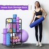 MOEPISY Black Home Gym Storage Rack Exercise Equipment Storage Organizer for Yoga Mat Dumbbells Kettlebells Foam Roller Yoga Strap & Resistance Bands - 3 of 4