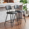 PU Leather Upholstered Industrial Bar Stools with Backrest and Footrest for Kitchen, Dining or Home Bar (Set of 2) - 2 of 4