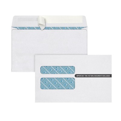 TOPS Self Seal Security Tinted Double Window W-2 Tax Form Envelope White 100/Pack (7510PS100)