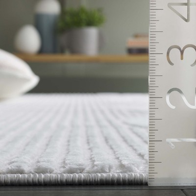 Ivory Geometric Hand-Knotted Synthetic 5' x 7' Area Rug