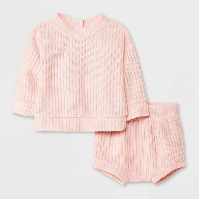 Baby Girls' Chenille Sweater Top & Bottom Set - Cat & Jack™ Pink 6-9M