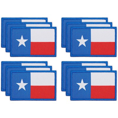 Okuna Outpost 12 Pack Iron On Patches, Texas Flag Patch for Clothing (3 x 2 in)