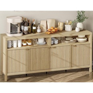 Modern Fluted Sideboard Buffet Cabinet with 65.8-Inch Width, Four Doors for Kitchen Storage, Elegant Wood Sideboard for Dining Room - 1 of 4