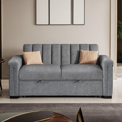 Soft Cushion Convertible Sofa Pull Bed for Two People to Sit On, 2-Seater Upholstery Couch for Living Room - Leovsnove