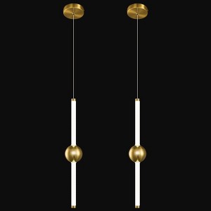 POWLIG 3.93 Inch Modern LED Pendant Light with Dimmable & Height Adjustable Gold Ceiling Fixture - 2 Pack - 1 of 4